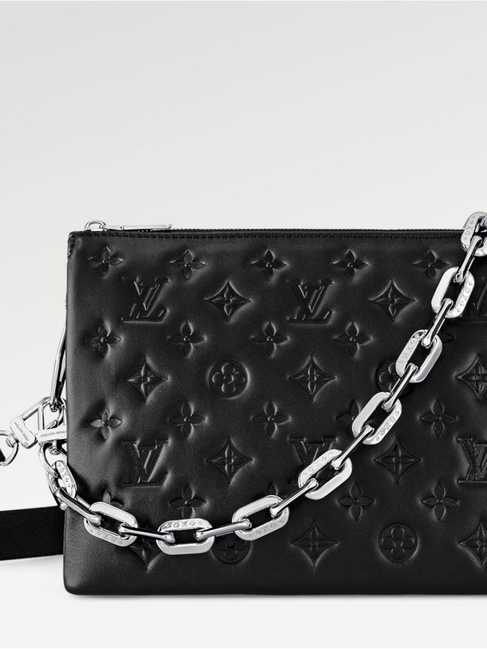 Louis Vuitton Black Monogram-Embossed Leather Chain Crossbody Bag